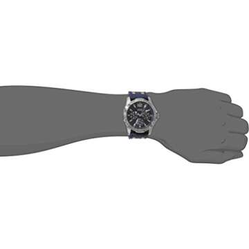 GUESS Iconic Blue Stainless Steel Stain Resistant Silicone Watch with Day, Date + 24 Hour Military/I...