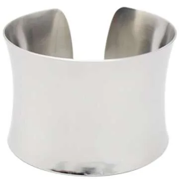 COUYA Silver Wide Grooved Cuff Bangle Women Girls Stainless Steel Shiny Punk Bracelet