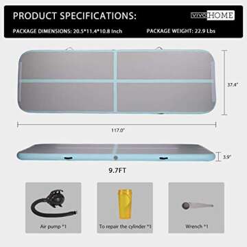 VIVOHOME Air Track Mat - Inflatable Gymnastics Training 9.7ft