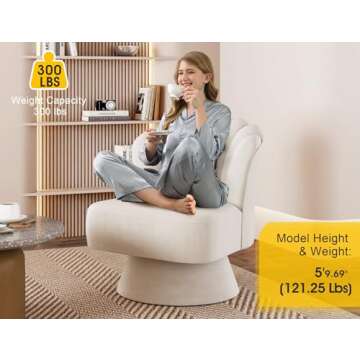 Dewhut Velvet 360 Degree Swivel Accent Chair for Small Spaces