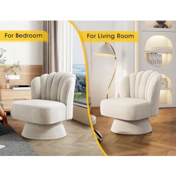 Dewhut Velvet 360 Degree Swivel Accent Chair for Small Spaces