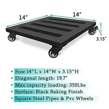 JzNova 14" Heavy Duty Plant Stand with Wheels for Easy Mobility