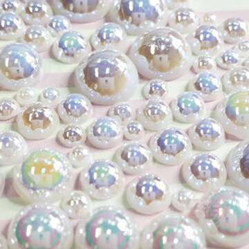 200 pcs 2mm -10mm White Resin Faux Round Shiny Pearls Flatback Mix Size Cabochon