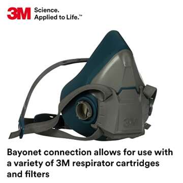 3M Rugged Comfort Half Facepiece Reusable Respirator 6503, NIOSH, Cool Flow Valve Helps Reduce Heat and Moisture, Silicone Faceseal Provides a Firm Seal, Welding, Sanding, Cleaning, Grinding, Large