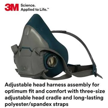 3M Rugged Comfort Half Facepiece Reusable Respirator 6503, NIOSH, Cool Flow Valve Helps Reduce Heat and Moisture, Silicone Faceseal Provides a Firm Seal, Welding, Sanding, Cleaning, Grinding, Large