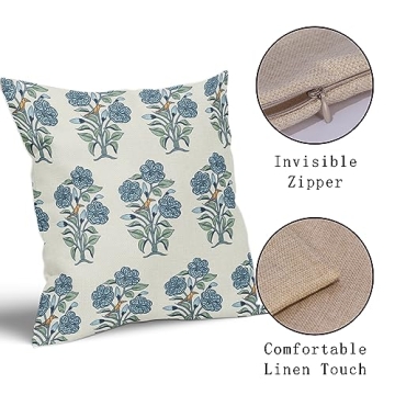 Blue Floral Pillow Covers for Stylish Home Decor