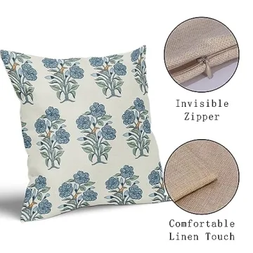 Blue Floral Pillow Covers for Stylish Home Decor