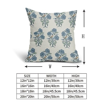 Blue Floral Pillow Covers for Stylish Home Decor