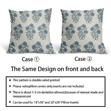 Blue Floral Pillow Covers for Stylish Home Decor