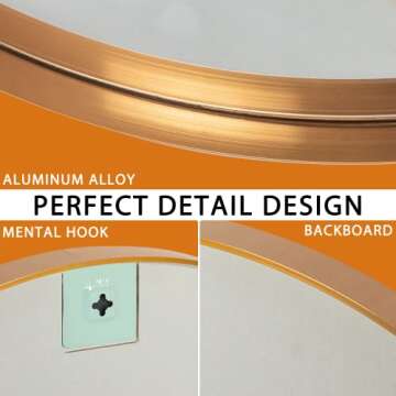 NeuType 28 inch Round Mirror Circle Mirrors , Gold , Wall Mounted Deep Set Aluminum Alloy Frame for Bathroom, Living Room, Bedroom