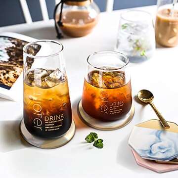 Coasters for Drinks, TUTUWEN Ceramic Adiabatic Stone Drink Coaster(6 Pcs) Marble Pattern Gold-Plated...