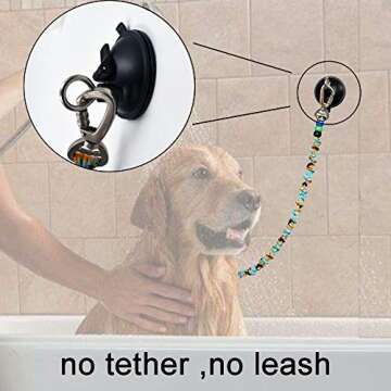 YYST Suction Cup Hook Cleat for Pet Dog & cat Bathtub, Shower & Bathing, Grooming Tether - No Leash