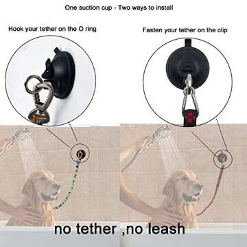YYST Suction Cup Hook Cleat for Pet Dog & cat Bathtub, Shower & Bathing, Grooming Tether - No Leash