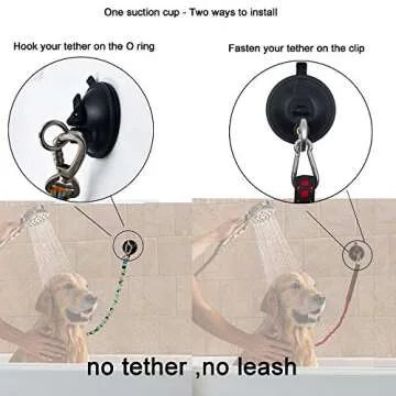 YYST Suction Cup Hook Cleat for Pet Dog & cat Bathtub, Shower & Bathing, Grooming Tether - No Leash