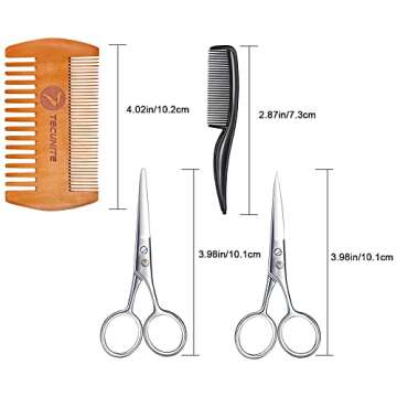 TecUnite Beard Trimming Scissors Set for Men Grooming Kit