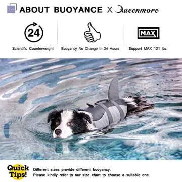 Queenmore Shark Dog Life Jacket for Swimming Safety