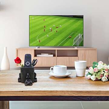 Idefair Goth Skeleton Pen Pencil Holder with Phone Stand Cute Black Sugar Skull Home Office Decor Desk Organizers Gothic Makeup Brush Storage Decorations Accessories Cool Christmas Gifts for Dad Men