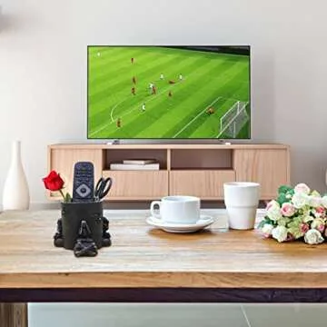 Idefair Goth Skeleton Pen Pencil Holder with Phone Stand Cute Black Sugar Skull Home Office Decor Desk Organizers Gothic Makeup Brush Storage Decorations Accessories Cool Christmas Gifts for Dad Men