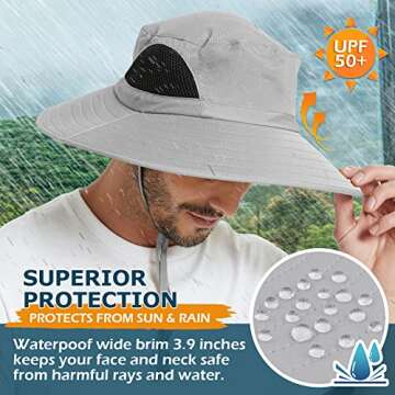 EINSKEY Wide Brim Sun Hat, UPF 50+ UV Protection Waterproof Packable Bucket Hat for Men & Women, Fishing Hiking Beach Garden