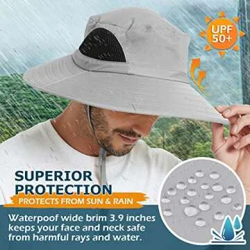 EINSKEY Wide Brim Sun Hat, UPF 50+ UV Protection Waterproof Packable Bucket Hat for Men & Women, Fishing Hiking Beach Garden
