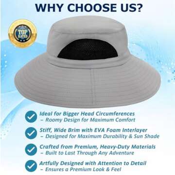 EINSKEY Wide Brim Sun Hat, UPF 50+ UV Protection Waterproof Packable Bucket Hat for Men & Women, Fishing Hiking Beach Garden