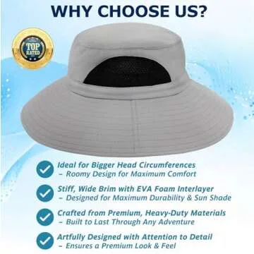 EINSKEY Wide Brim Sun Hat, UPF 50+ UV Protection Waterproof Packable Bucket Hat for Men & Women, Fishing Hiking Beach Garden