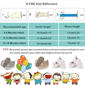 E-FAK Baby Shoes Boys Girls Infant Sneakers Non-Slip Rubber Sole Toddler Crib First Walker Shoes(08 White, 12-18 Months Infant)
