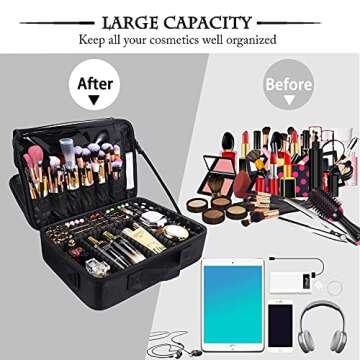 JOURMON Makeup Case Travel Makeup Train Case Organizer Cosmetic Bag Portable with Adjustable Divider...