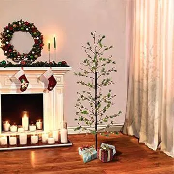 Puleo 6-Foot Pre-Lit Glitter Christmas Tree for Holidays