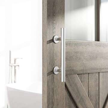 SMARTSTANDARD 12" Heavy Duty Barn Door Handle Set - Rustic Stainless Steel Design