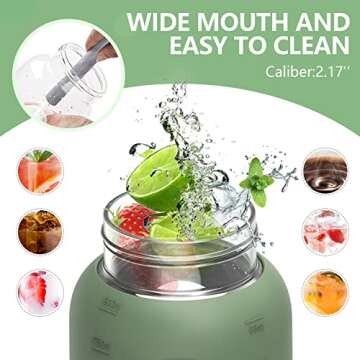 BLUEGO 64oz Glass Water Bottles with 2 Lids Half Gallon Water Bottle with Straw 2 Liter Large Water Bottle with Time Ounce Markings Silicone Sleeve Water Jug for Gym, Home, Office, BPA-free,Olive