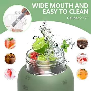 BLUEGO 64oz Glass Water Bottle - Leak Proof & Durable