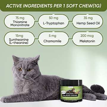 150 Hemp Cat Calming Treats with Cat Melatonin - Natural Cat Supplements for Cat Anxiety Relief, Cat Sedativ for Grooming and Travel - Calming Chews for Cat Stress Relief Cat Calming Products