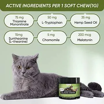150 Hemp Cat Calming Treats with Cat Melatonin - Natural Cat Supplements for Cat Anxiety Relief, Cat Sedativ for Grooming and Travel - Calming Chews for Cat Stress Relief Cat Calming Products
