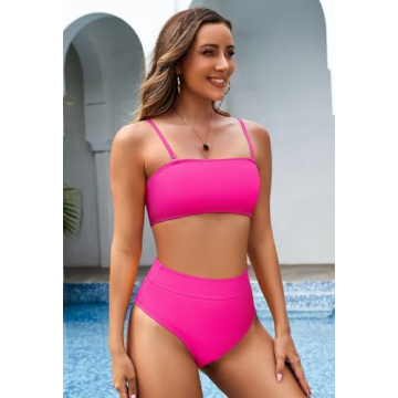 Pink Queen High Waist Bikini Set Bright Pink Stylish Swimwear