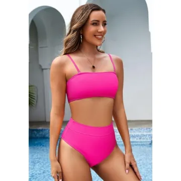Pink Queen High Waist Bikini Set Bright Pink Stylish Swimwear