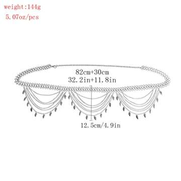 Fashion Bikini Waist Chain Beach Belly Body Chains Waist Chain Body Accessory for Women (Silver)