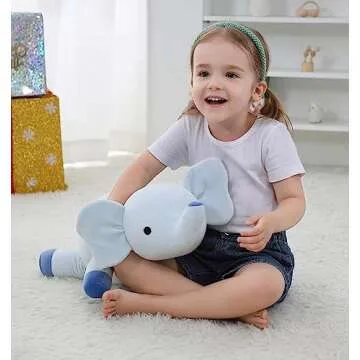 24" 4.2lbs Elephant Weighted Stuffed Animals,Cute Cuddle Plushie Toy Weighted Elephant Plush Throw Pillow for Children Kids Adults(Elephant)
