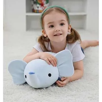 24" 4.2lbs Elephant Weighted Stuffed Animals,Cute Cuddle Plushie Toy Weighted Elephant Plush Throw Pillow for Children Kids Adults(Elephant)