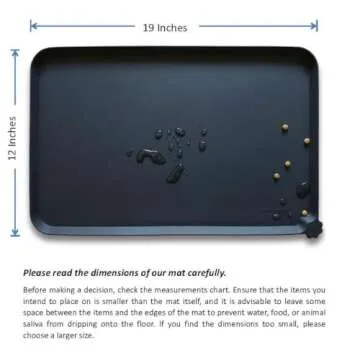 Hoki Found Silicone Pet Food Mats Tray - Non Slip Pet Dog Cat Bowl Mats Placemat - Dog Pet Cat Feeding Mat - Waterproof Dog Cat Food Mats -Pet Water Mats for Floors -Black