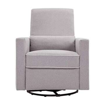 DaVinci Piper Upholstered Recliner and Swivel Glider in Grey with Cream Piping, Greenguard Gold & CertiPUR-US Certified