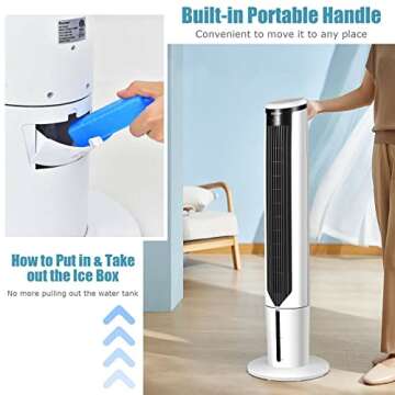 COSTWAY Portable Evaporative Air Cooler for Room, Quiet 41-inch Oscillating Air cooler with Remote, 3 Modes, 3 Speeds, LED Display, 9H Timer, Floor Standing Bladeless Cooler for Home Office Bedroom