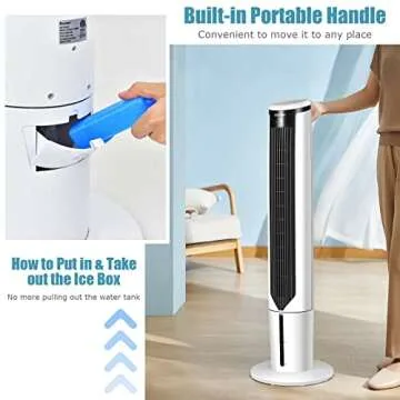 COSTWAY Portable Evaporative Air Cooler for Room, Quiet 41-inch Oscillating Air cooler with Remote, 3 Modes, 3 Speeds, LED Display, 9H Timer, Floor Standing Bladeless Cooler for Home Office Bedroom