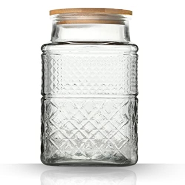 Large Glass Storage Jar, 60 FL OZ Glass Food Storage Containers with Bamboo Lid, Kitchen Containers ...