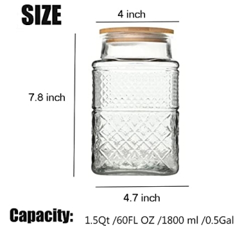 Large Glass Storage Jar with Bamboo Lid for Kitchen Organization