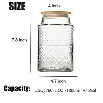 Large Glass Storage Jar with Bamboo Lid for Kitchen Organization