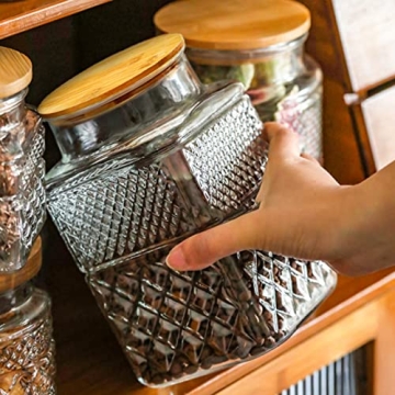 Large Glass Storage Jar with Bamboo Lid for Kitchen Organization