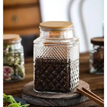 Large Glass Storage Jar with Bamboo Lid for Kitchen Organization
