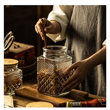 Large Glass Storage Jar with Bamboo Lid for Kitchen Organization
