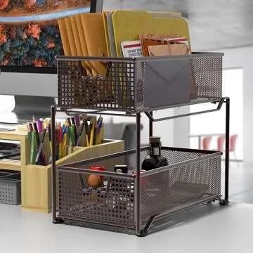 Deco Brothers 2 Tier Bronze Bathroom Organizer with Drawers